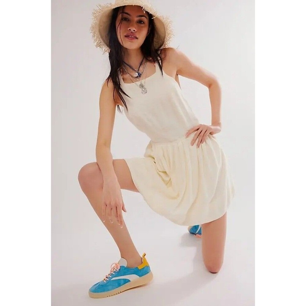 Free People Melted Hearts Mini Dress A-line Pleated Crisscross Ivory XS 285551